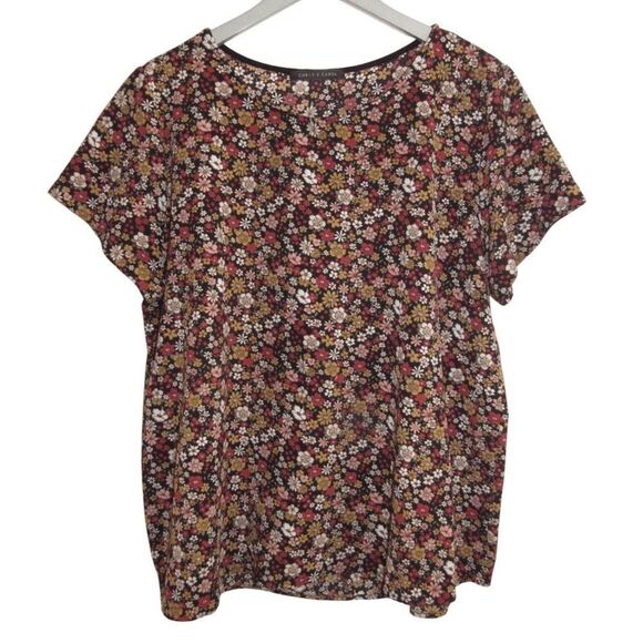Chris & Carol Floral Short Sleeve Top Sz 1X - Picture 1 of 4